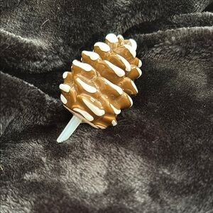 Nora Fleming Brown and White Pinecone Mini